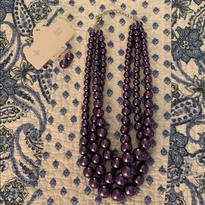 3-strand purple pearl necklace